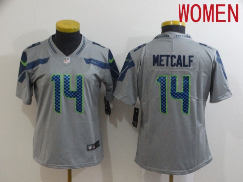 Women Seattle Seahawks #14 Metcalf Grey Nike Vapor Untouchable Limited 2020 NFL Nike Jerseys->women nfl jersey->Women Jersey